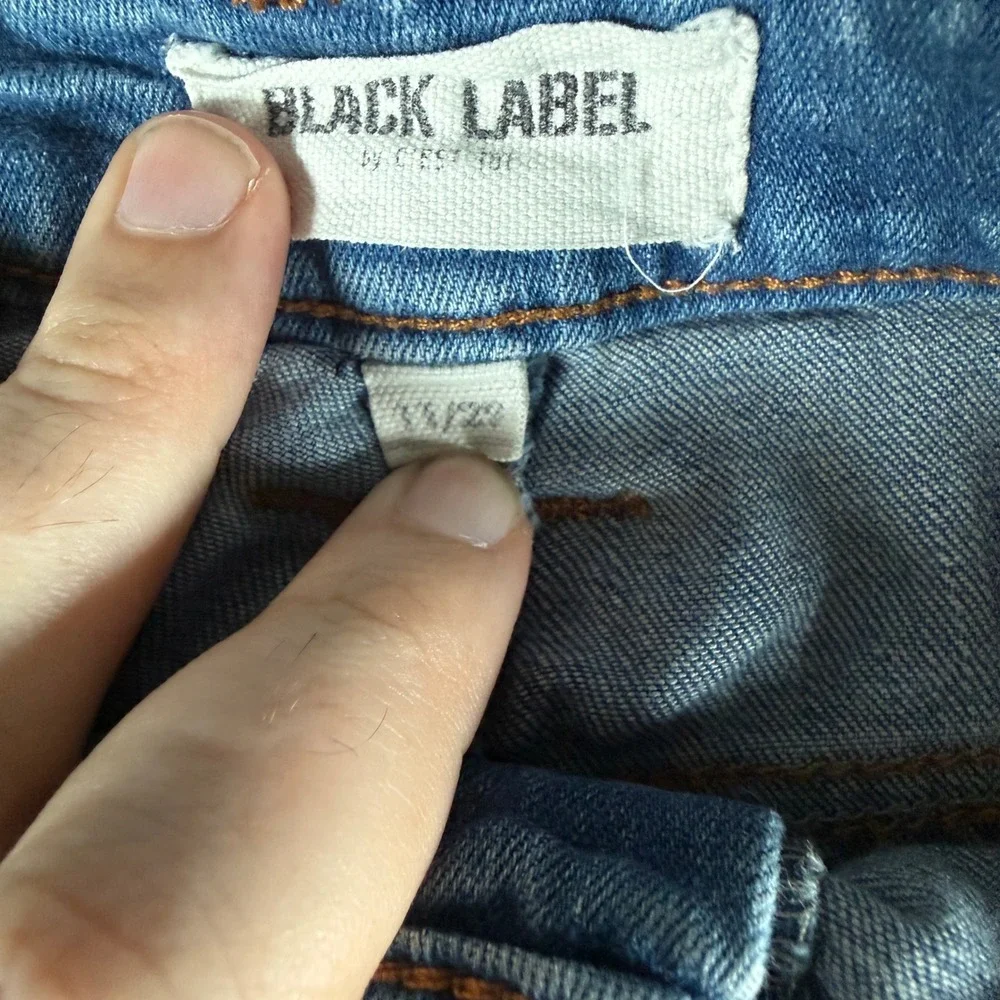Black Label Cest Toi Wide Leg‎ Jeans Medium Wash Button Fly Raw Hem Size 11/29
